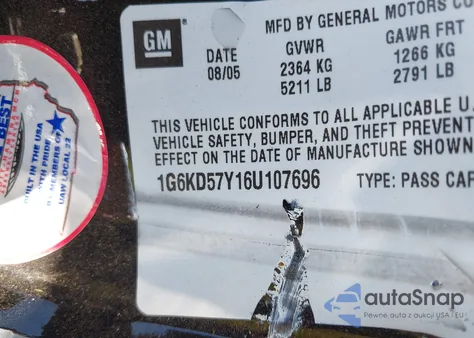 2006 Cadillac Dts Standard from USA, damaged, VIN 1G6KD57Y16U107696